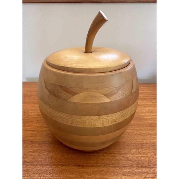 MCM Baribocraft Wood Apple Ice Bucket Retro Vintage Barware Kitchen - Picture 6 of 12